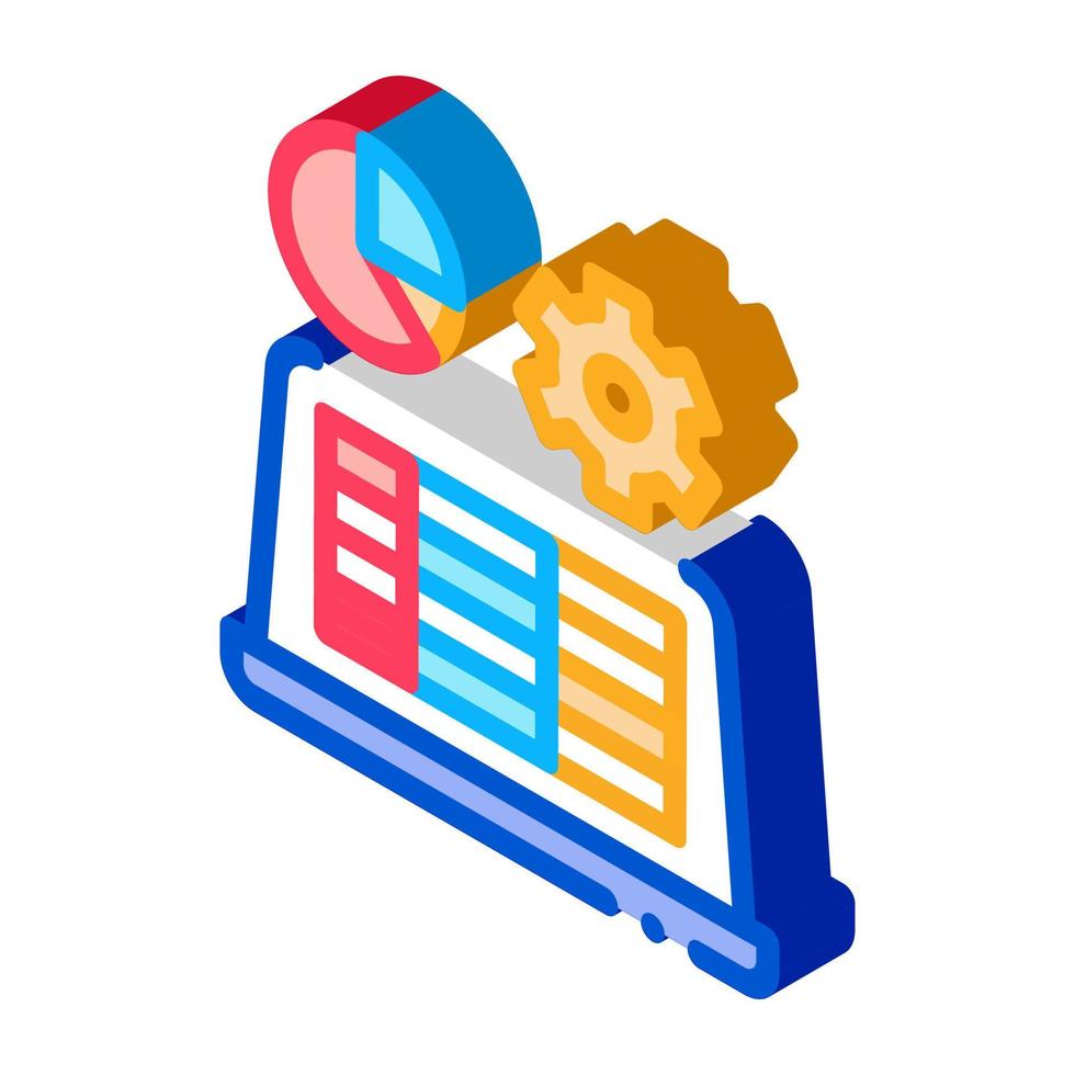 laptop working isometric icon vector illustration color