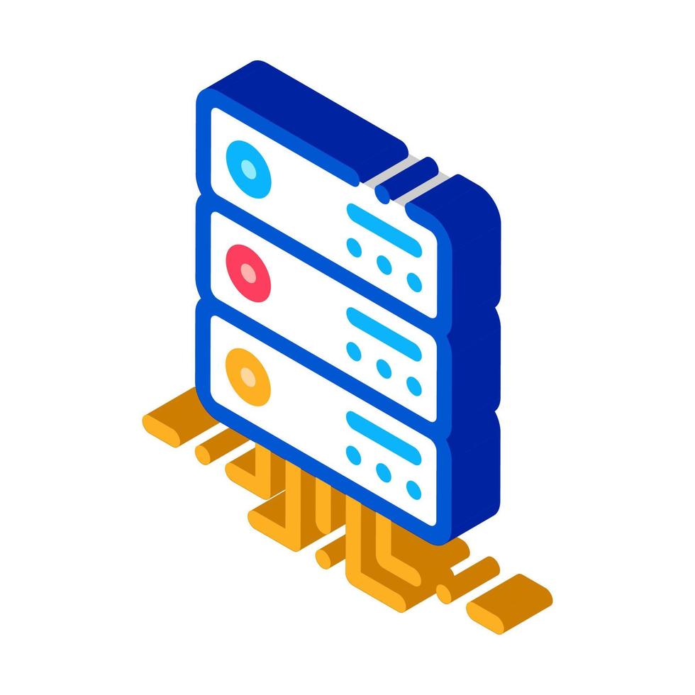 office server isometric icon vector illustration color