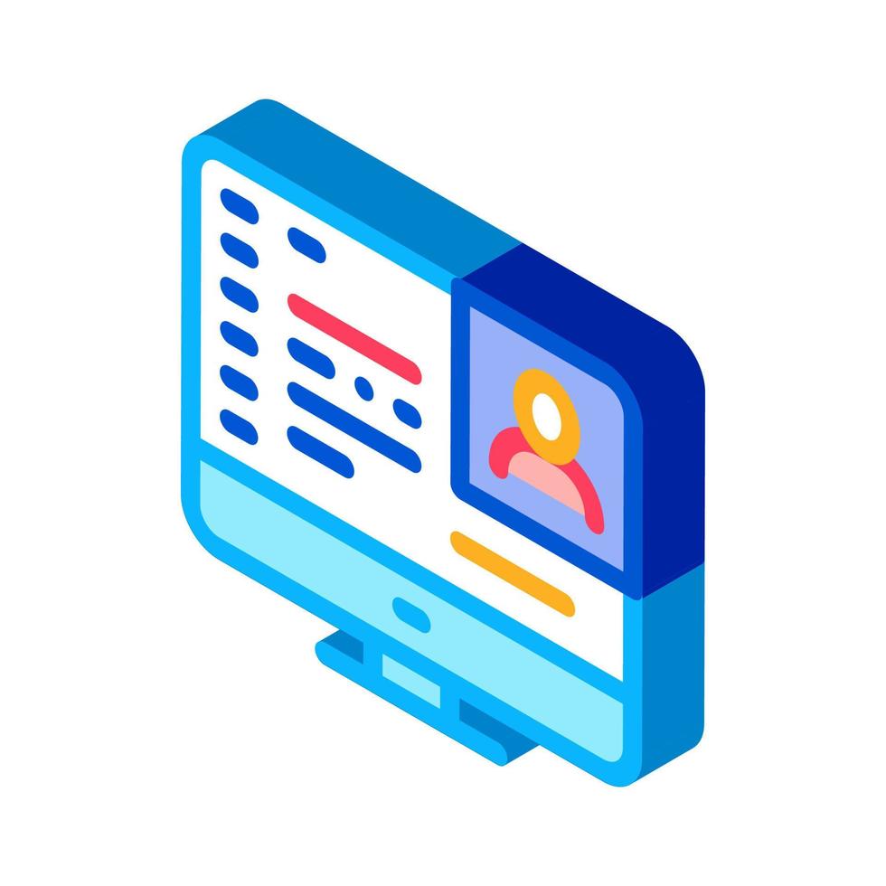 computer screen isometric icon vector illustration color