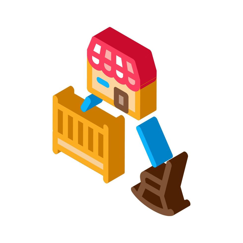baby bed and chair for house isometric icon vector illustration