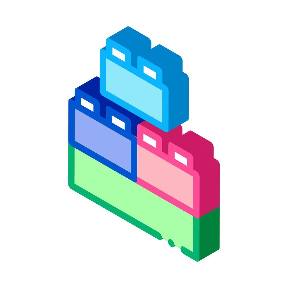 construction blocks isometric icon vector illustration color