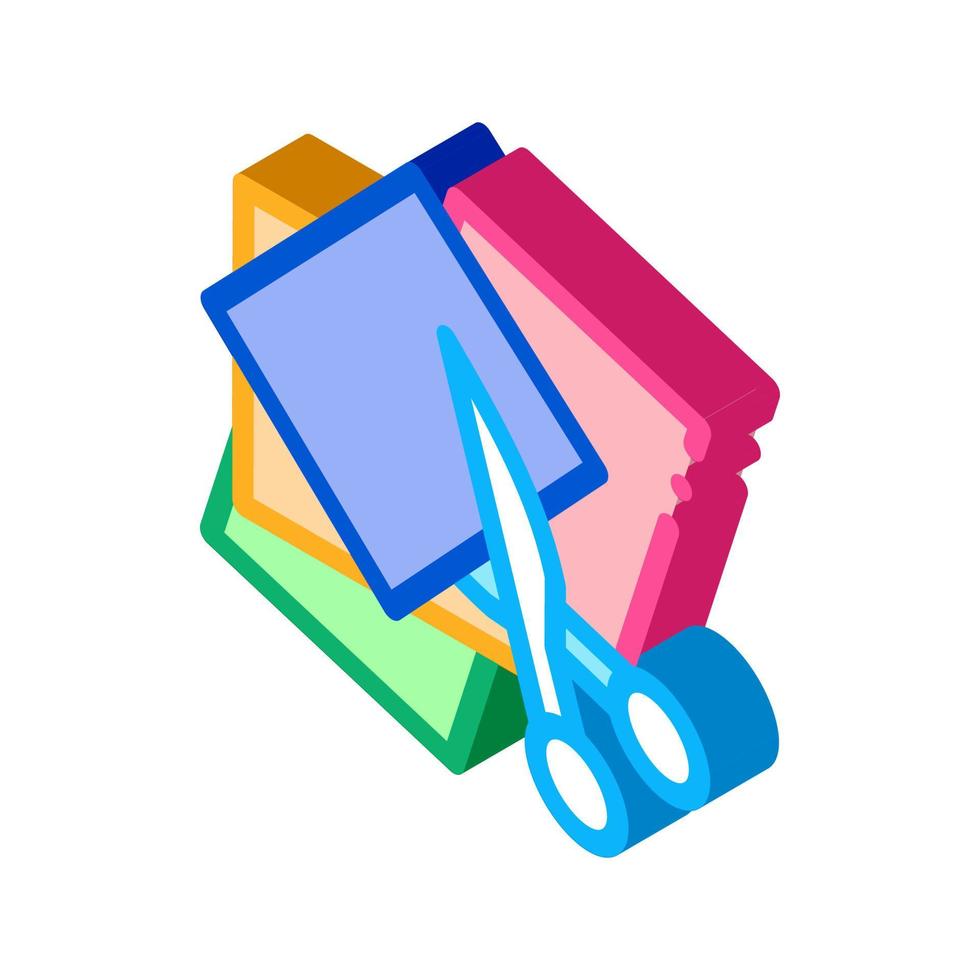 preschool education cut scissors isometric icon vector illustration