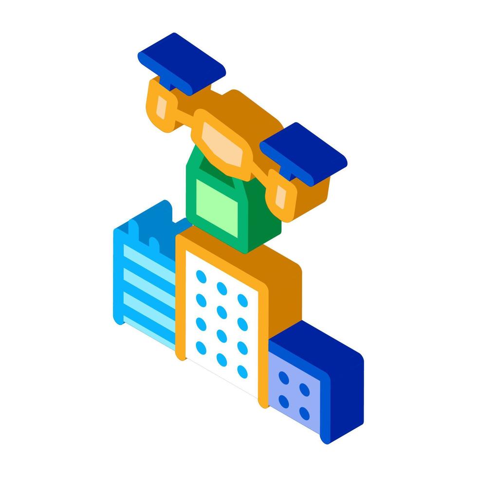 smart city drone delivery isometric icon vector illustration