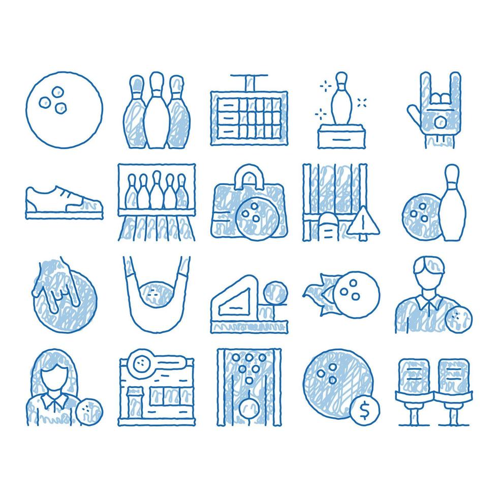 Bowling Game Tools icon hand drawn illustration vector