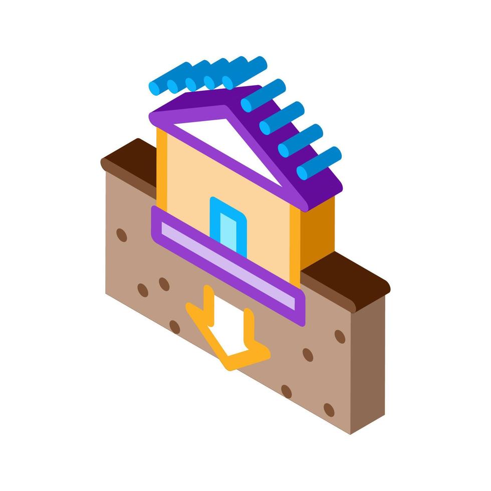 house foundation sags isometric icon vector illustration