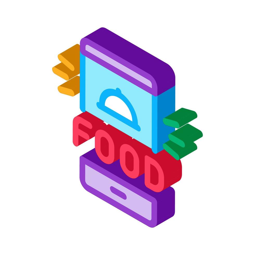 food delivery phone alarm isometric icon vector illustration