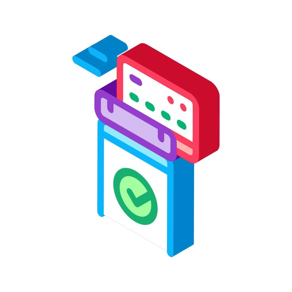 pos terminal approved card isometric icon vector illustration