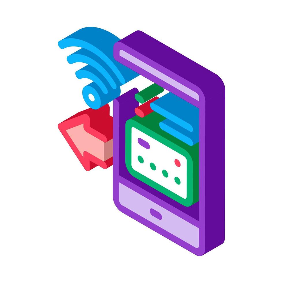 pay pass smartphone app isometric icon vector illustration