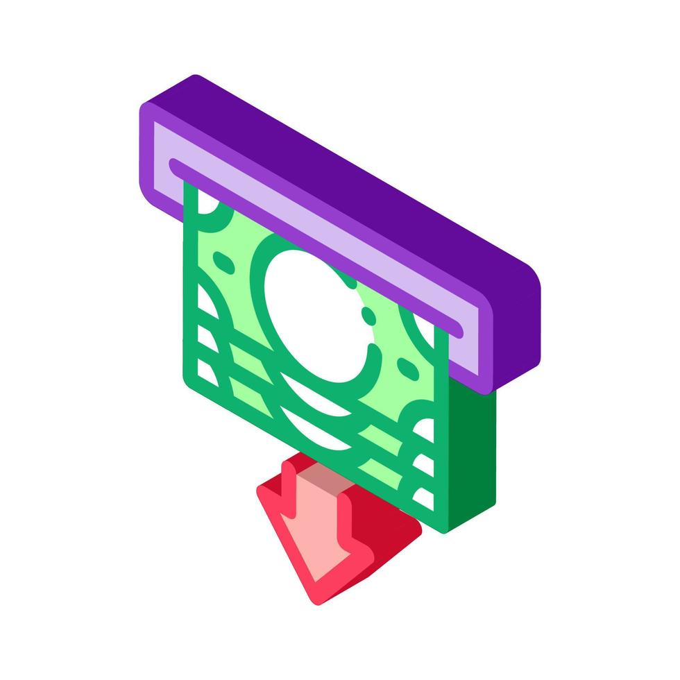 recibir dinero de atm icono isométrico ilustración vectorial vector