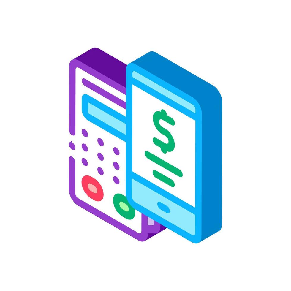 pos terminal smartphone payment app isometric icon vector illustration