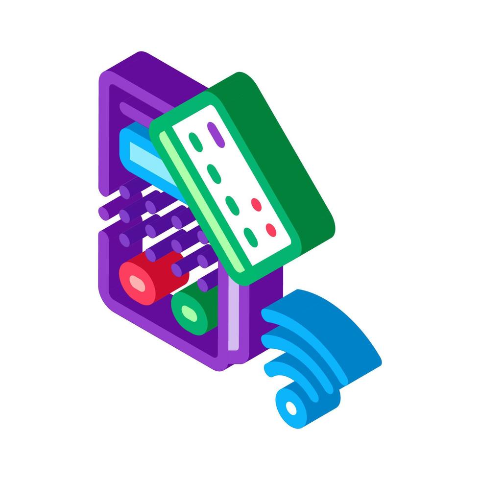 pos terminal and pay pass card isometric icon vector illustration