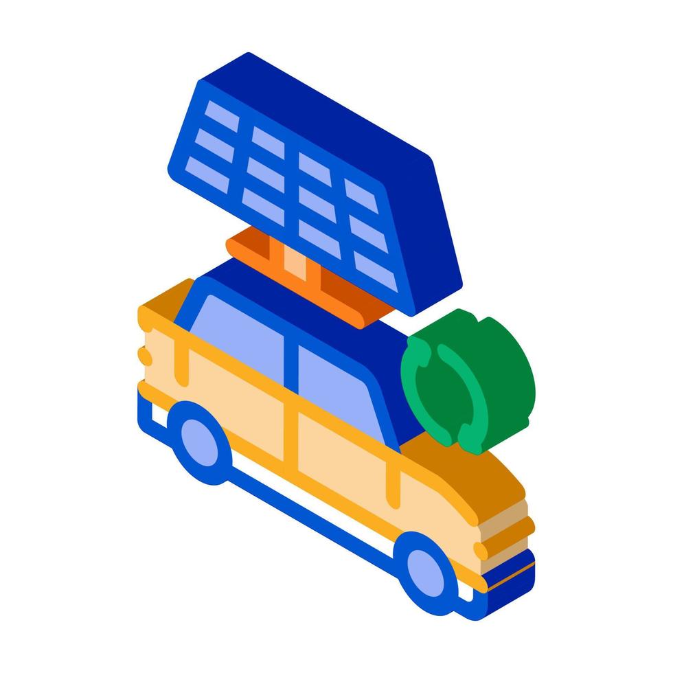 electro car solar panel isometric icon vector illustration