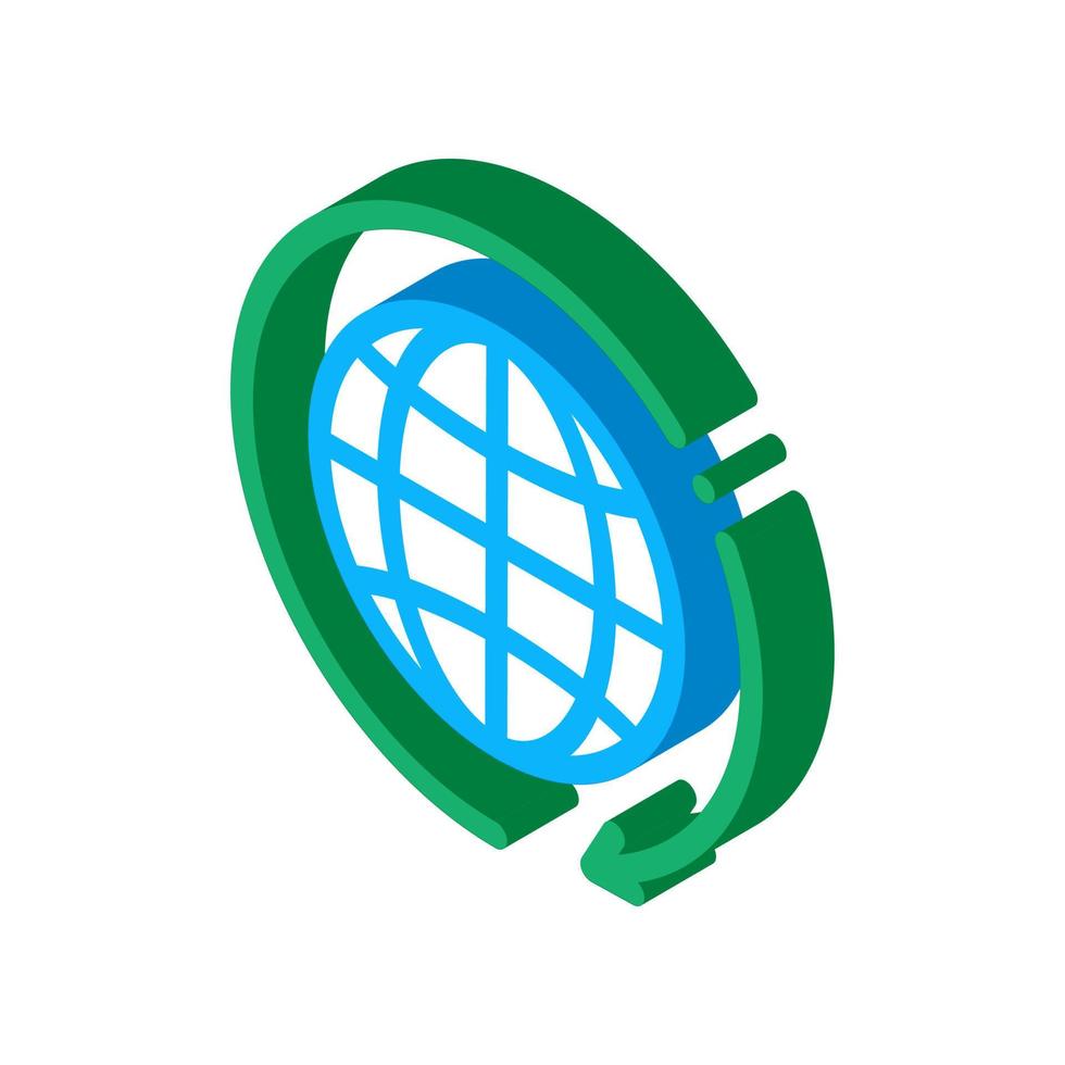 earth turn isometric icon vector illustration color