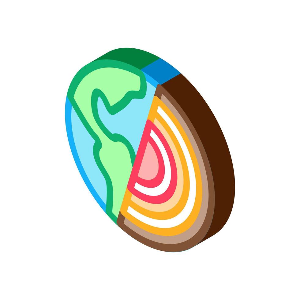 Color de ilustración de vector de icono isométrico del subsuelo del planeta