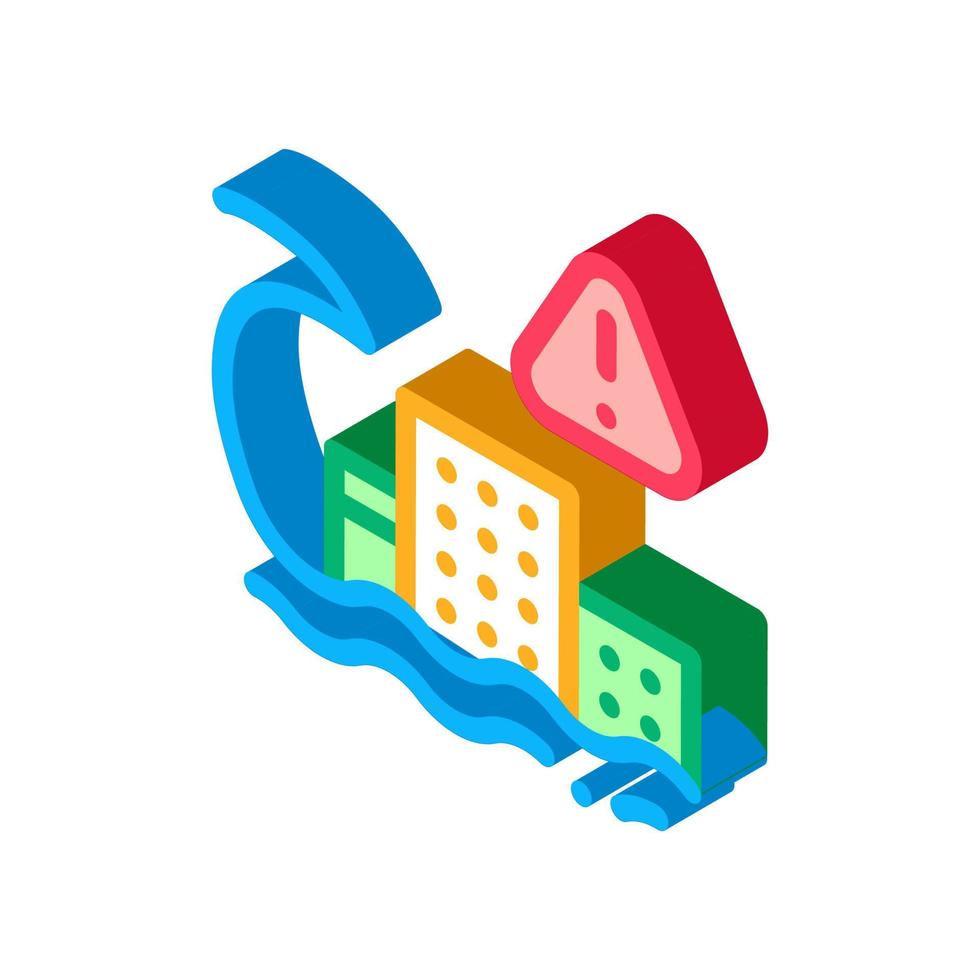 tsunami flood city isometric icon vector illustration