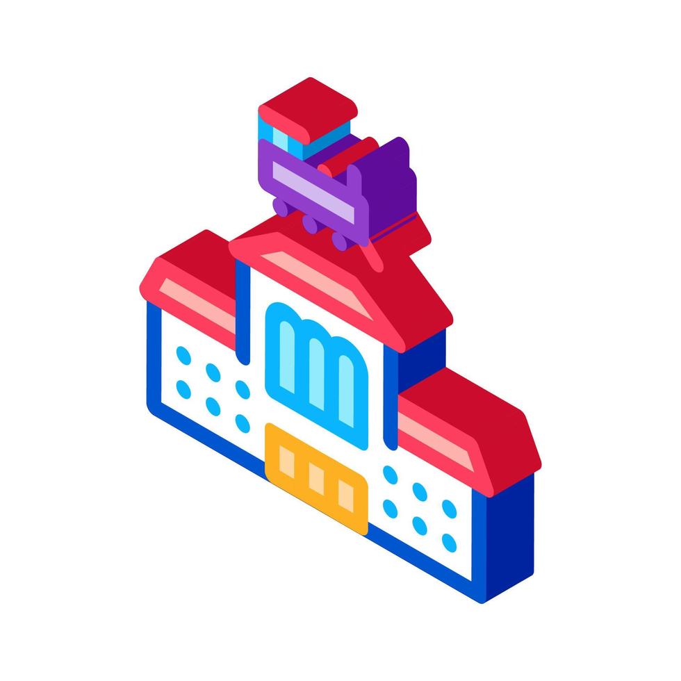 railway station isometric icon vector illustration