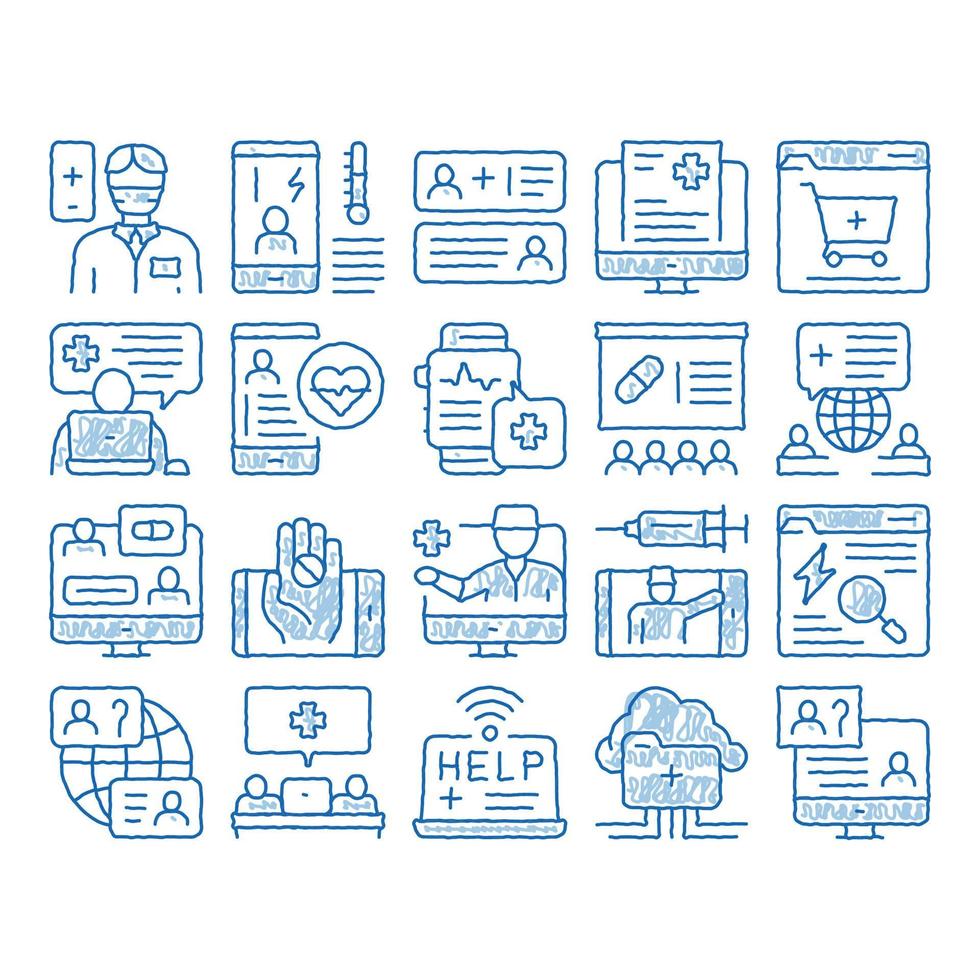 Online Doctor Advice icon hand drawn illustration vector