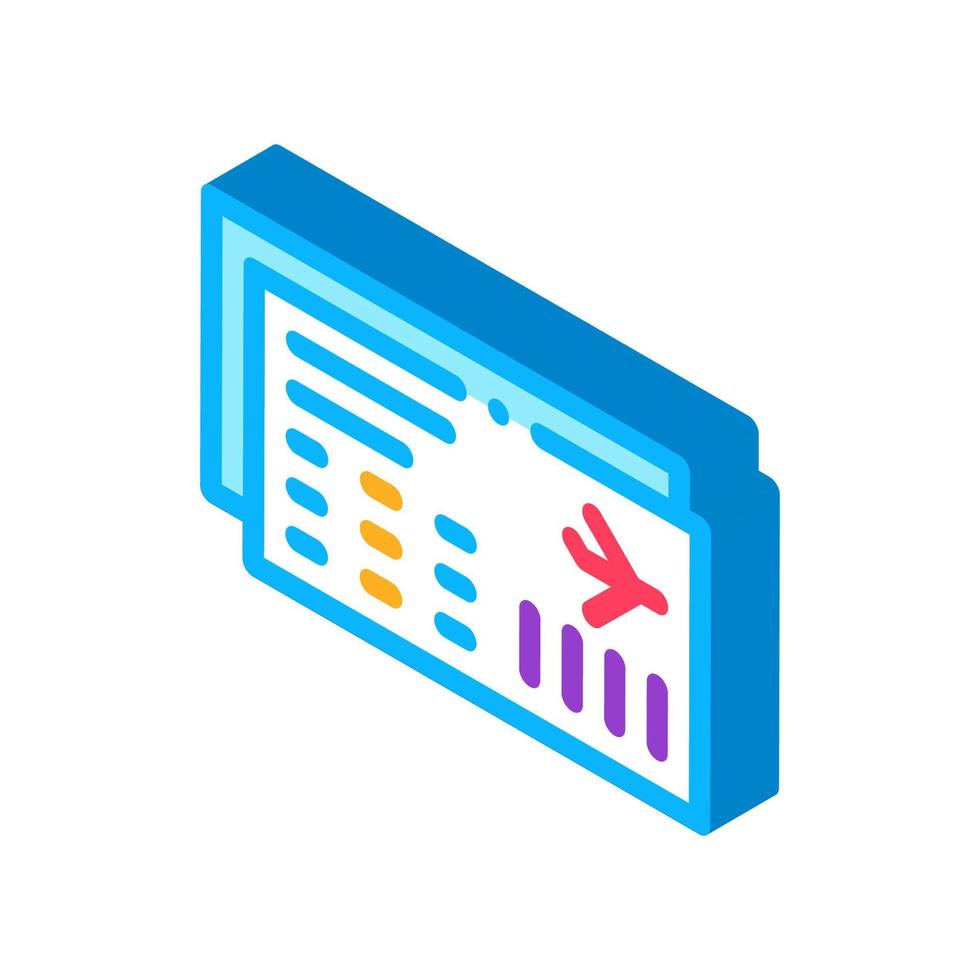 Airline Ticket Boarding Pass isometric icon vector illustration