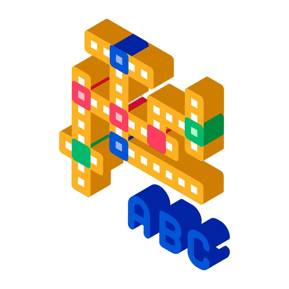 Interactive Kids Game Crossword isometric icon vector illustration