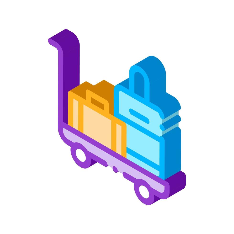 Baggage Cart With Valise isometric icon vector illustration