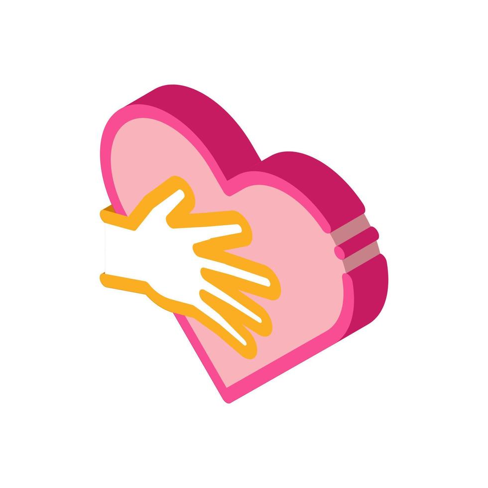 touch heart isometric icon vector illustration