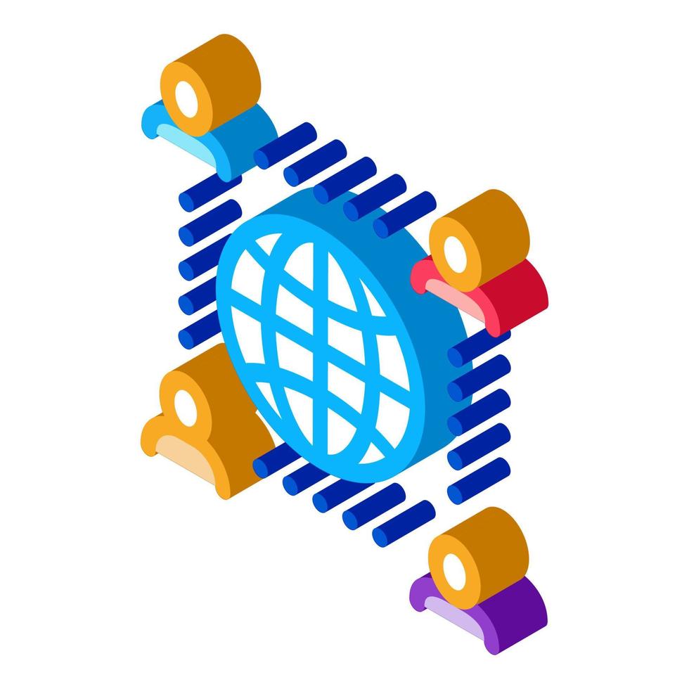 worldwide outsource employees isometric icon vector illustration