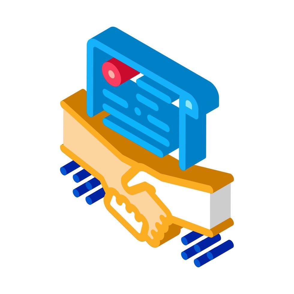 agreement contract handshake isometric icon vector illustration