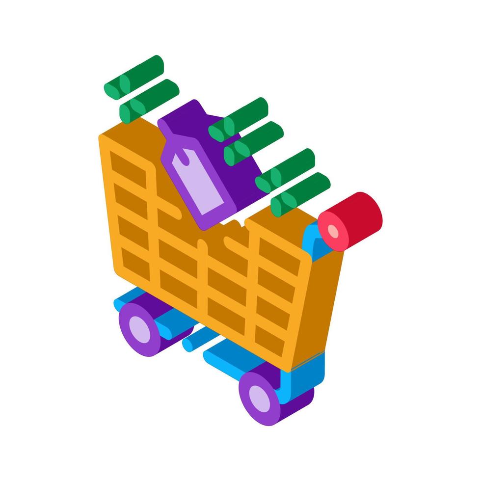 shop cart label isometric icon vector illustration