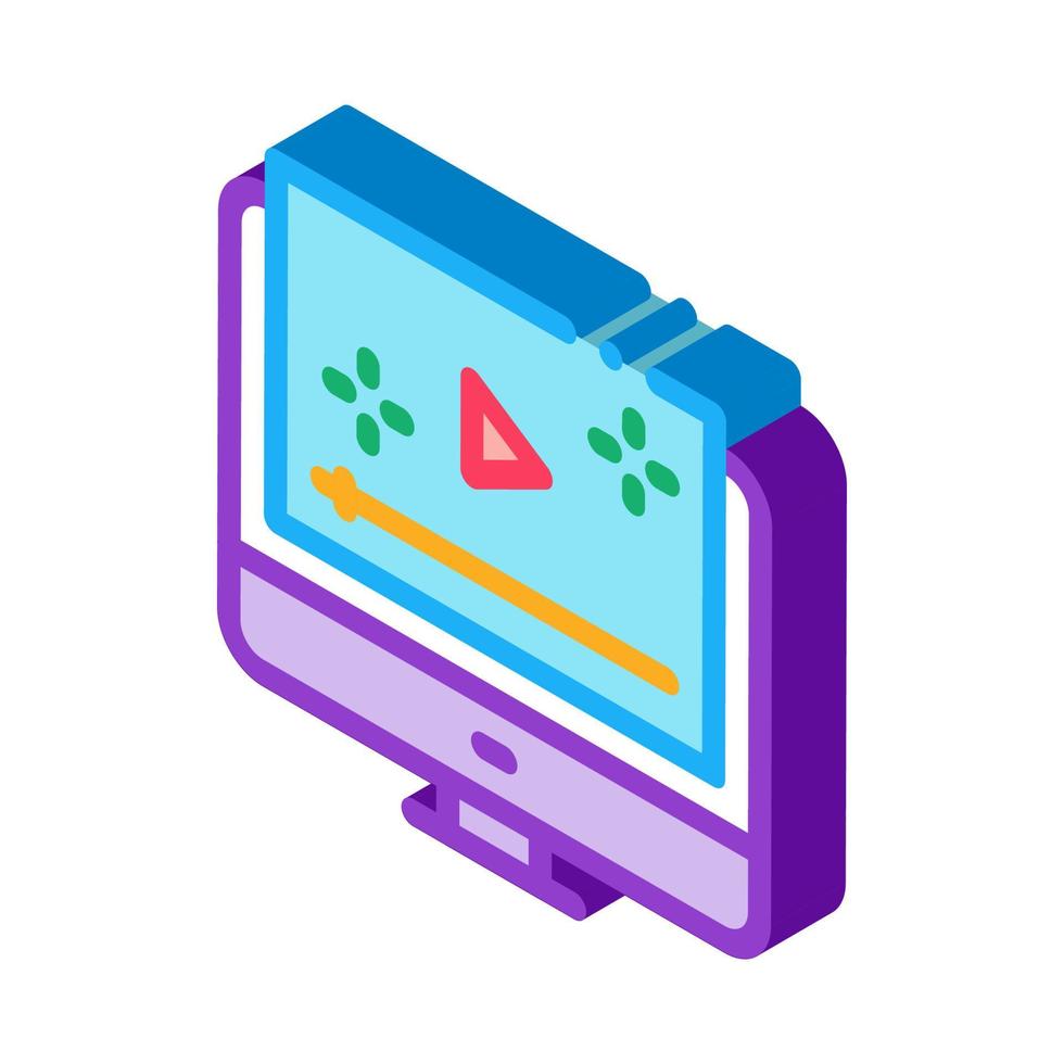 video player computer screen isometric icon vector illustration