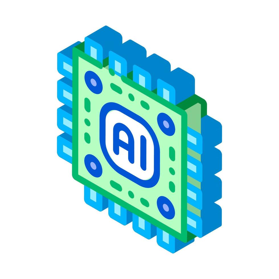 ilustración de vector de icono isométrico de microchip de inteligencia artificial