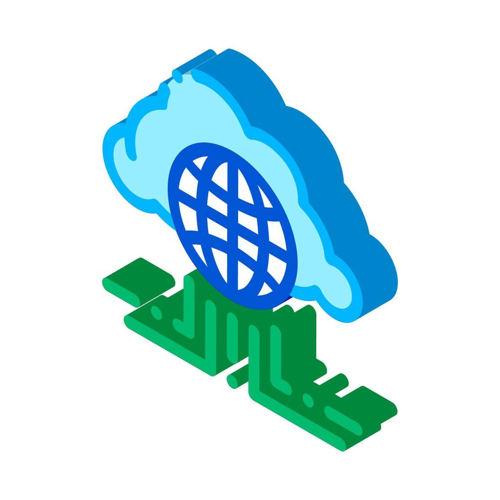 Global Internet Cloud Networking isometric icon vector illustration