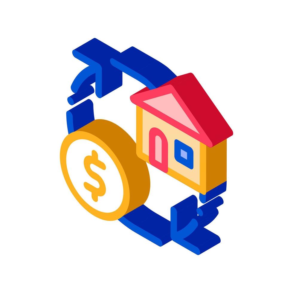 signo de cambio de dinero en la casa icono isométrico ilustración vectorial vector