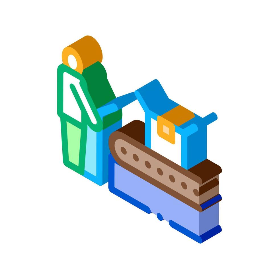 juice packaging conveyor isometric icon vector illustration