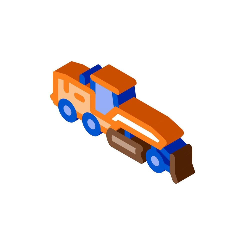 road repair tractor isometric icon vector illustration