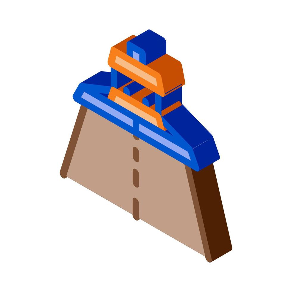 road repair paver machine isometric icon vector illustration