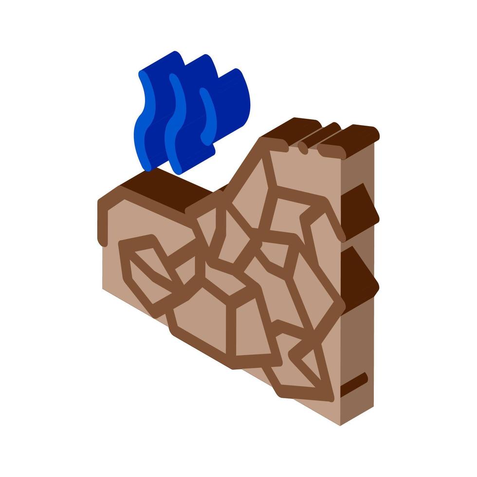mountain collapse isometric icon vector illustration
