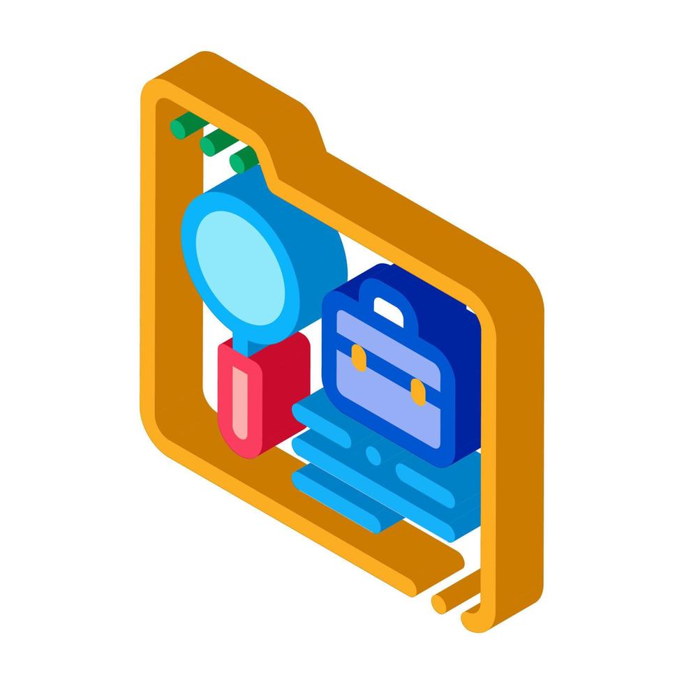 folder research business case isometric icon vector illustration