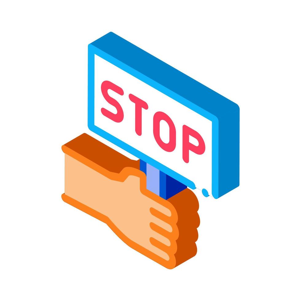 stop racism nameplate isometric icon vector illustration