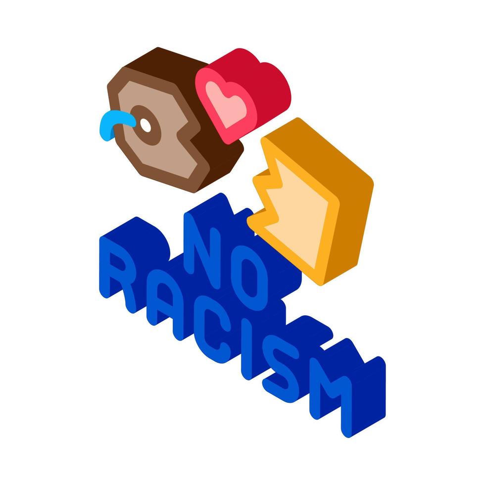no racism torn label isometric icon vector illustration