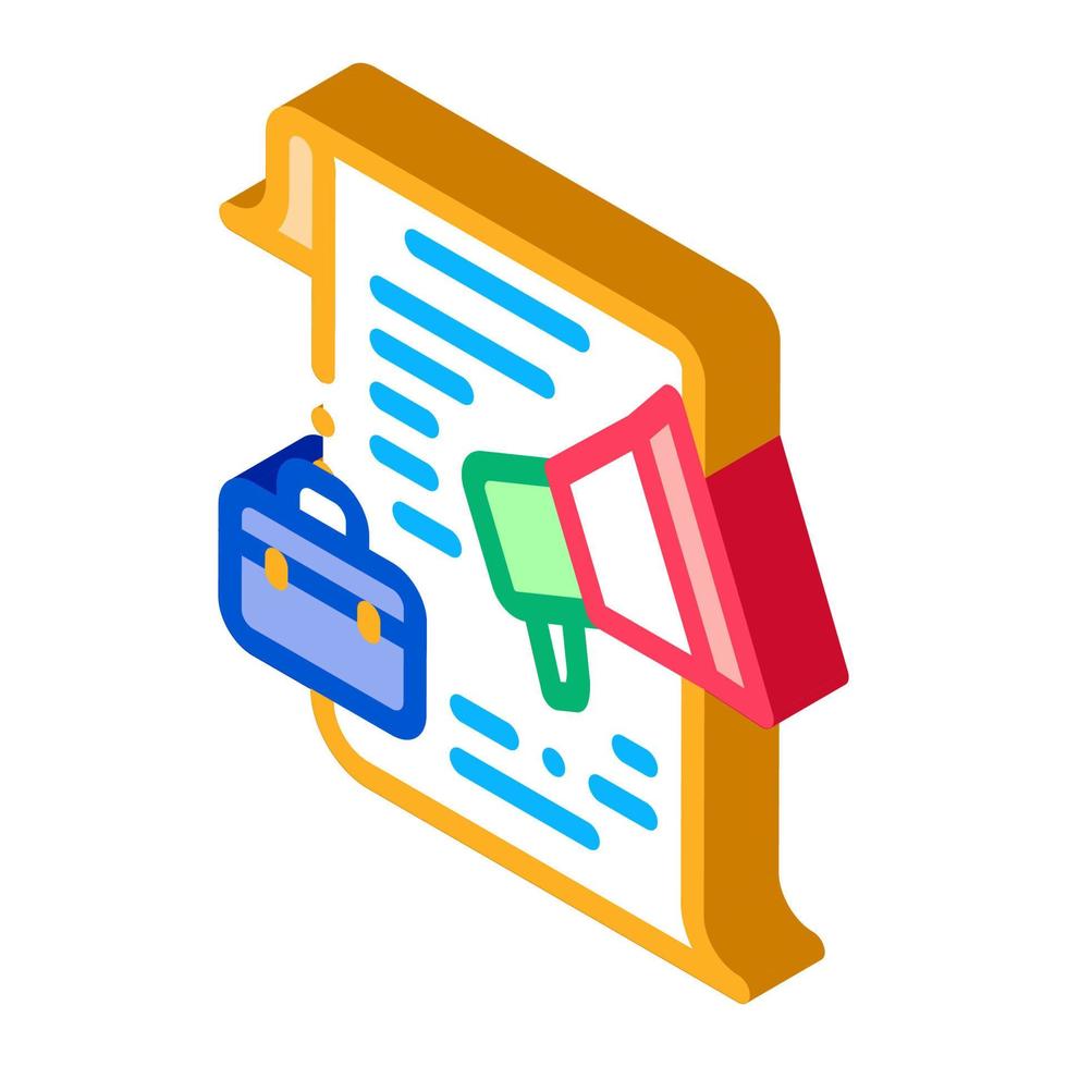 business contract loudspeaker isometric icon vector illustration