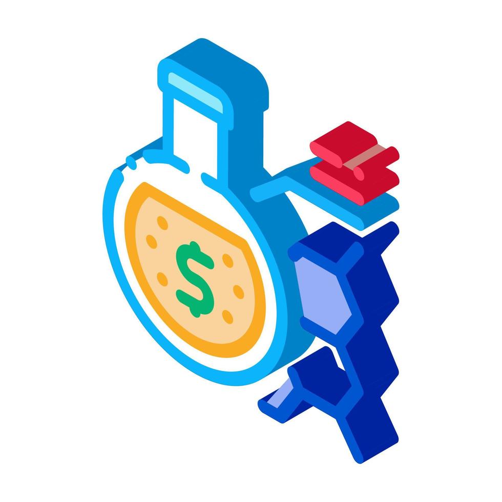 laboratory flask with liquid and banknote isometric icon vector illustration