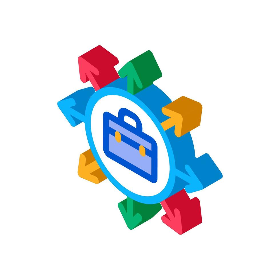case and arrows different directions isometric icon vector illustration