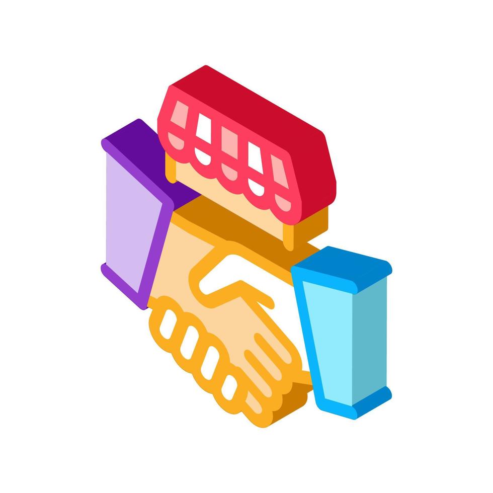 franchise handshake isometric icon vector illustration