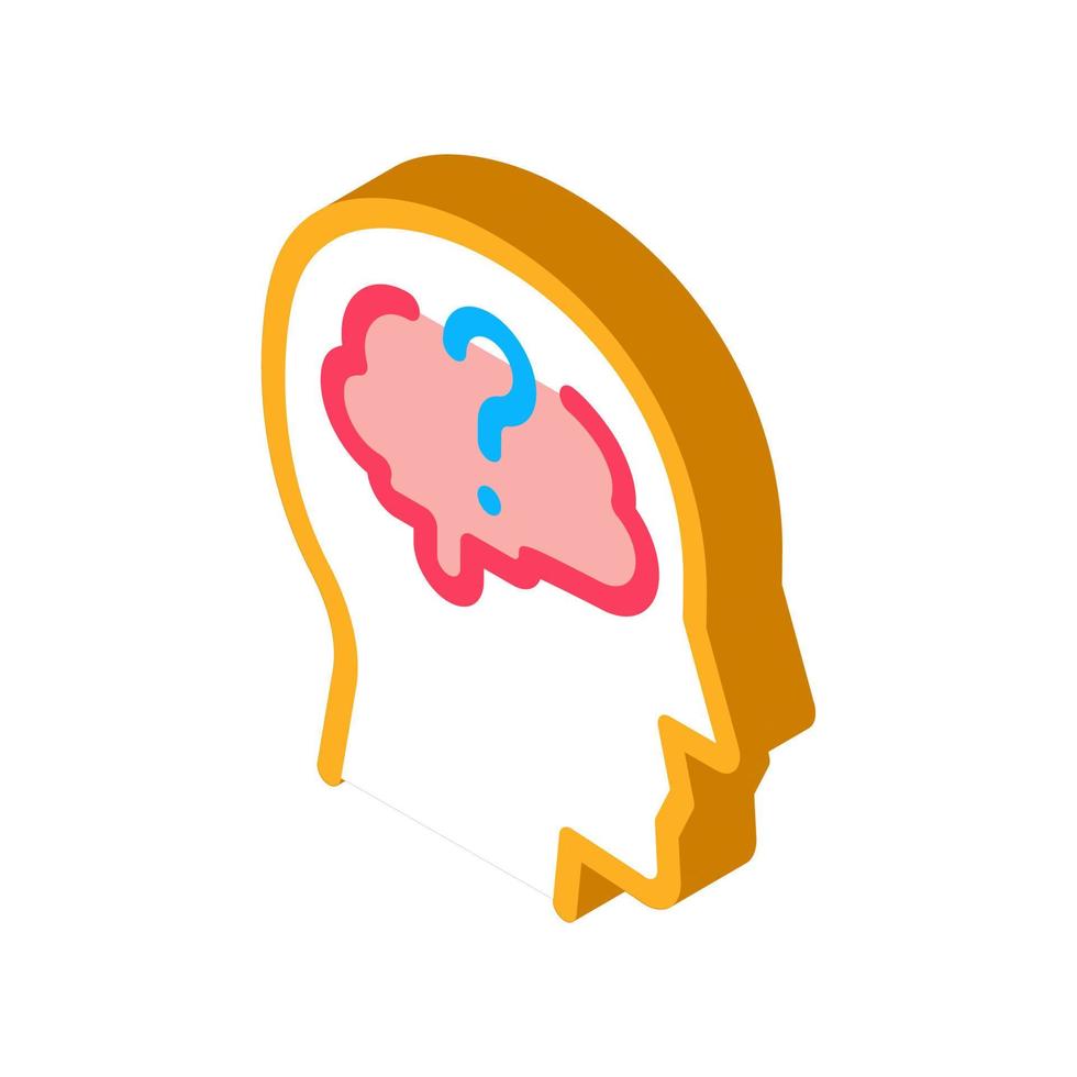 brain question mark isometric icon vector illustration