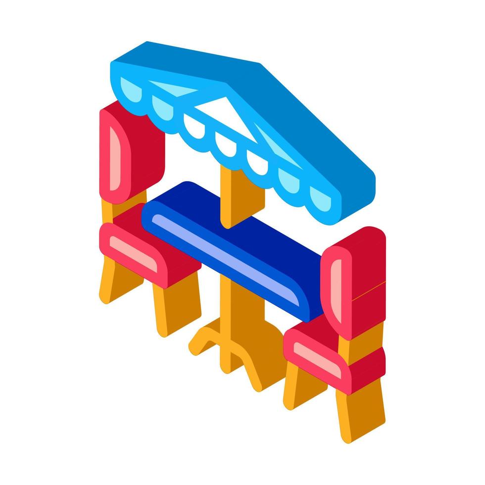 cafe table chairs and umbrella isometric icon vector illustration
