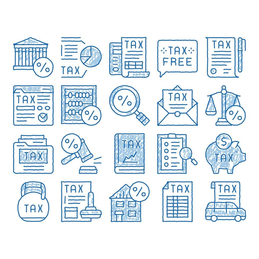 ilustración de dibujado a mano de icono de finanzas de sistema impositivo vector