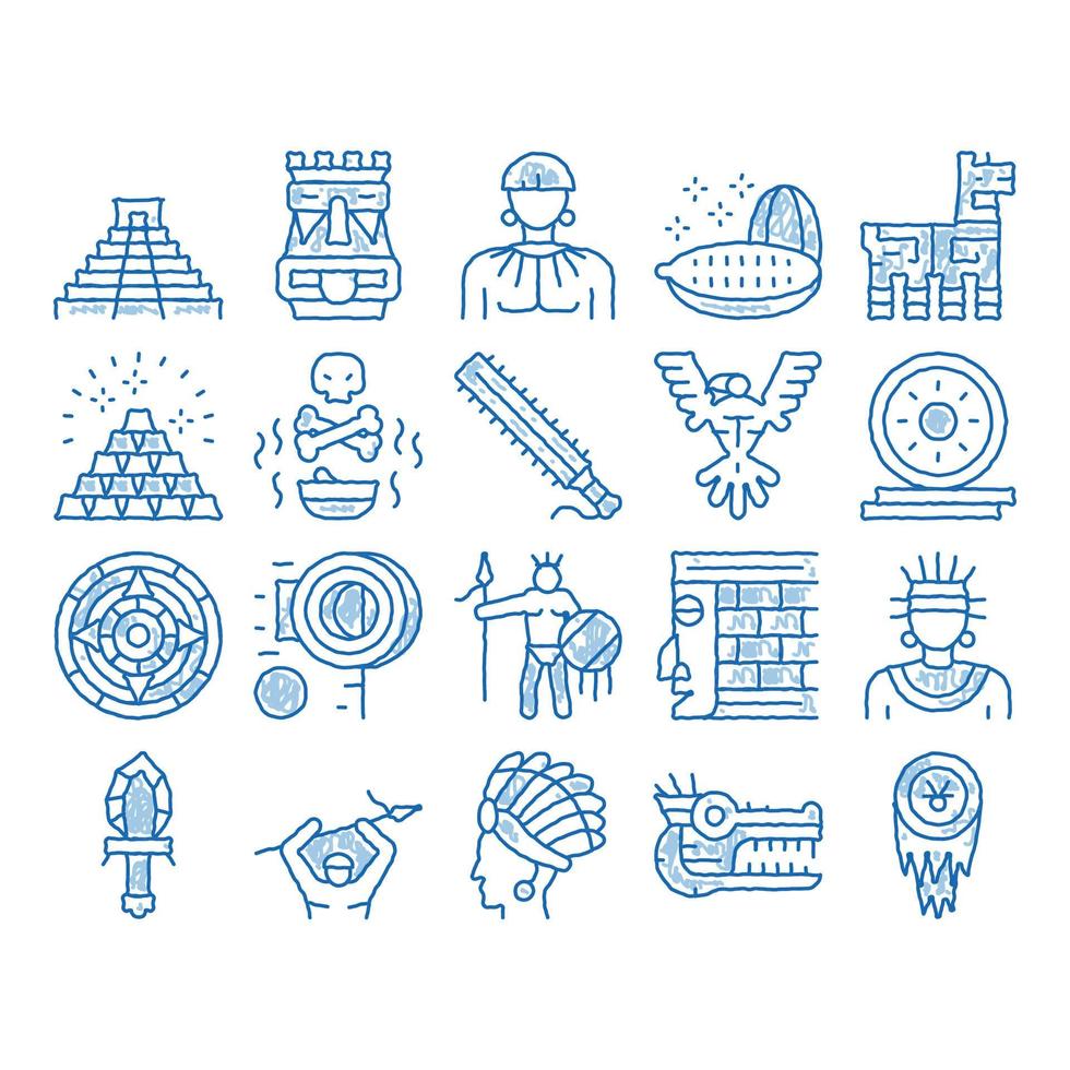 Aztec Civilization icon hand drawn illustration vector