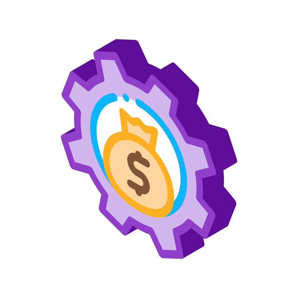 cash settings isometric icon vector illustration