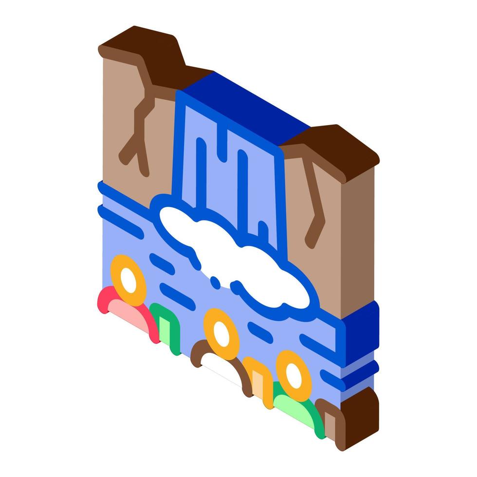 human visit waterfall isometric icon vector illustration