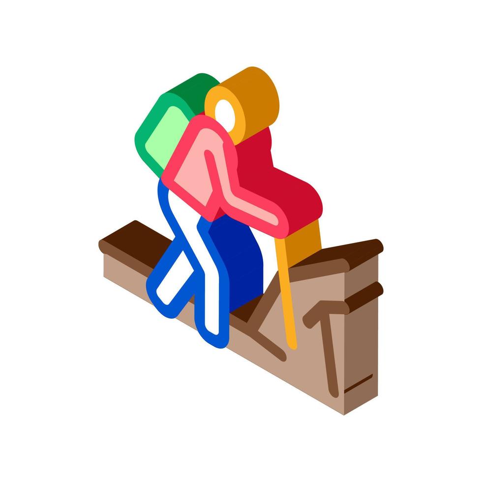 human hiking isometric icon vector illustration